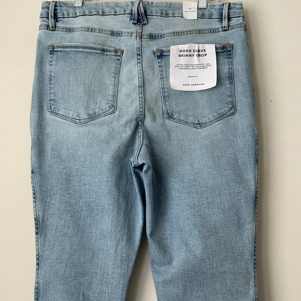 Good American Good Curve Skinny Crop Jeans Blue 15